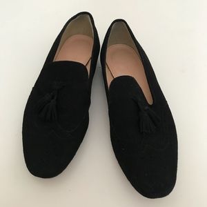 J. crew black tassle loafers